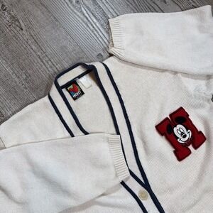 Vintage 90s Mickey Unlimited Disney Cardigan Sweater Men's Medium Varsity Knit